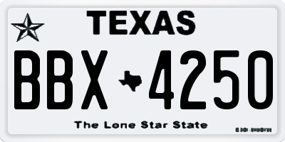 TX license plate BBX4250