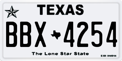 TX license plate BBX4254