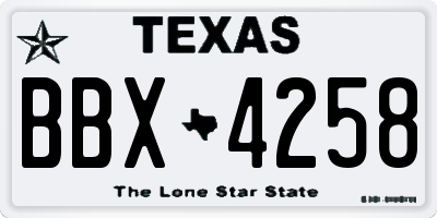 TX license plate BBX4258