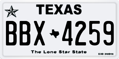 TX license plate BBX4259