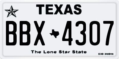 TX license plate BBX4307