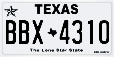 TX license plate BBX4310