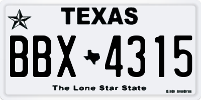 TX license plate BBX4315