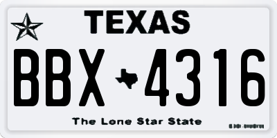 TX license plate BBX4316