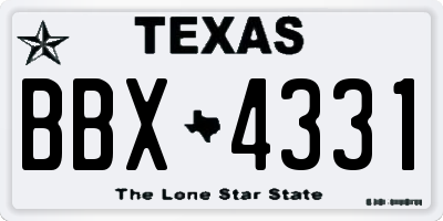 TX license plate BBX4331