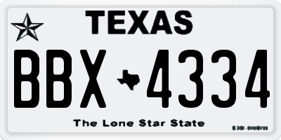 TX license plate BBX4334