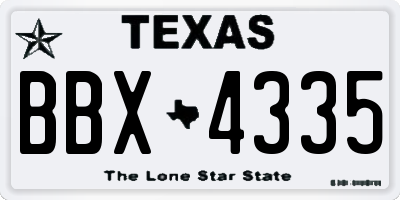 TX license plate BBX4335