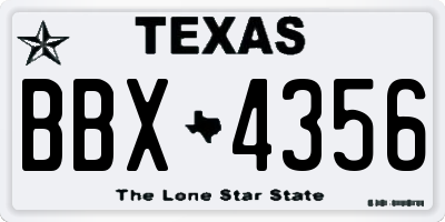 TX license plate BBX4356