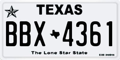 TX license plate BBX4361