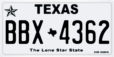 TX license plate BBX4362