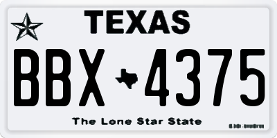 TX license plate BBX4375