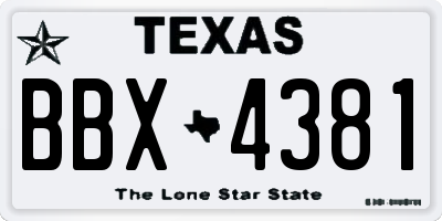 TX license plate BBX4381