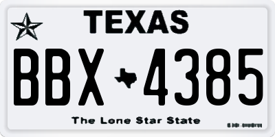 TX license plate BBX4385