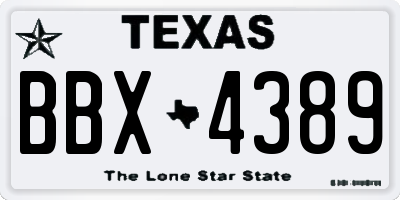 TX license plate BBX4389