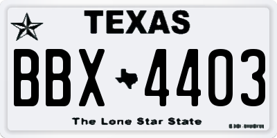 TX license plate BBX4403