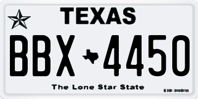 TX license plate BBX4450