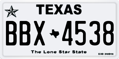 TX license plate BBX4538