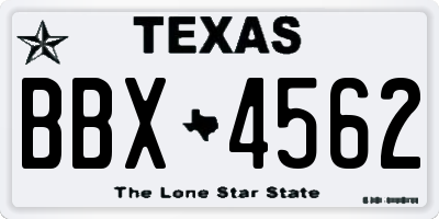 TX license plate BBX4562