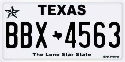 TX license plate BBX4563