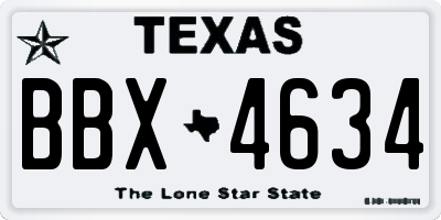 TX license plate BBX4634