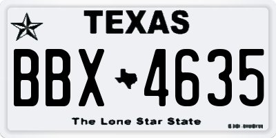 TX license plate BBX4635
