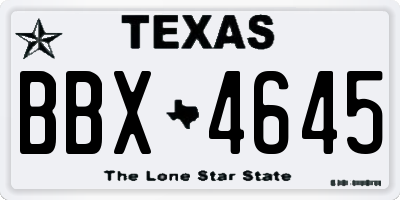 TX license plate BBX4645