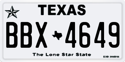 TX license plate BBX4649