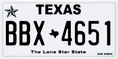 TX license plate BBX4651