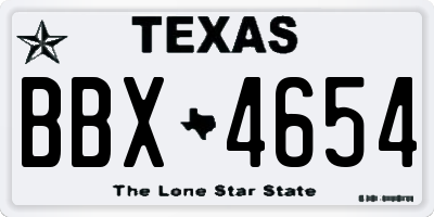 TX license plate BBX4654