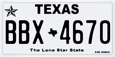 TX license plate BBX4670