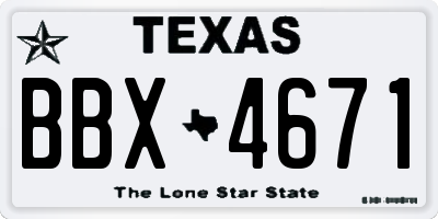 TX license plate BBX4671