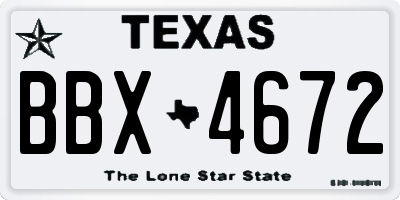 TX license plate BBX4672