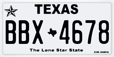 TX license plate BBX4678