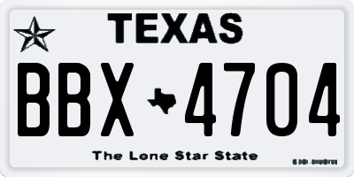 TX license plate BBX4704