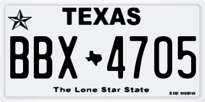 TX license plate BBX4705