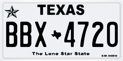 TX license plate BBX4720