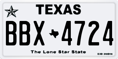 TX license plate BBX4724