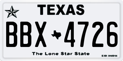 TX license plate BBX4726