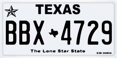 TX license plate BBX4729