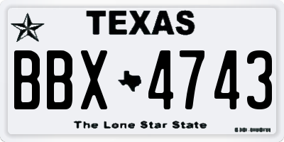 TX license plate BBX4743