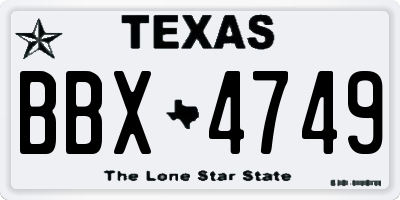 TX license plate BBX4749