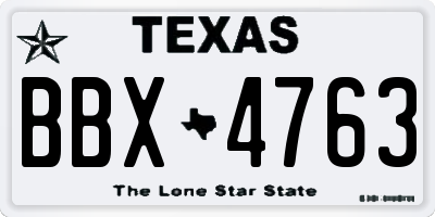 TX license plate BBX4763