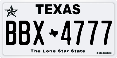 TX license plate BBX4777
