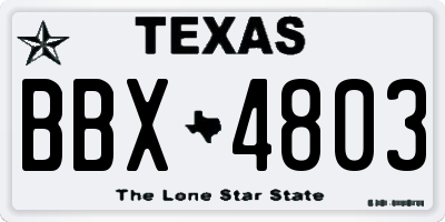 TX license plate BBX4803