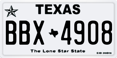 TX license plate BBX4908