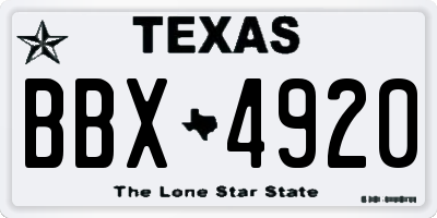 TX license plate BBX4920