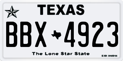 TX license plate BBX4923