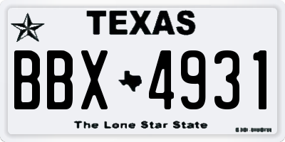 TX license plate BBX4931