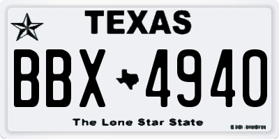 TX license plate BBX4940