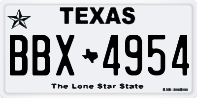 TX license plate BBX4954